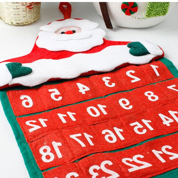 

christmas 24 day red and white santa claus hanging advent calendar design non-woven xmas countdown decorations