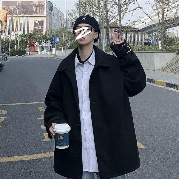 

men's coat 2021 spring and winter new solid color large size m-2xl student coat loose casual fashion young men's clothing1, Black