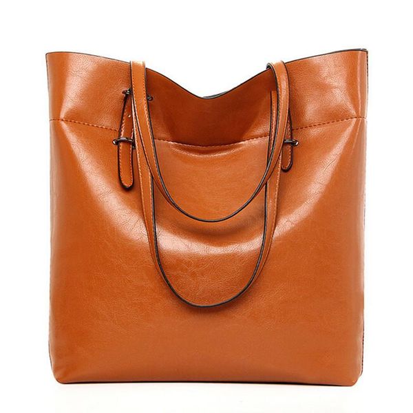 

barhee quality designer vintage bucket bag women handbag large tote bags for office ladies oil pu leather hand bag brown black
