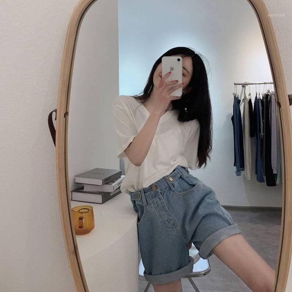 

korea east gate denim shorts women's summer 2020 new korean student high waist loose wide leg pants curling pants1, Blue
