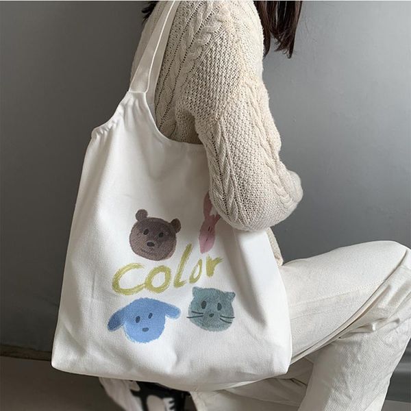 

large capacity canvas tote bag shoulder bag fabric cotton reusable shopping ladies2020 beach shopping student school