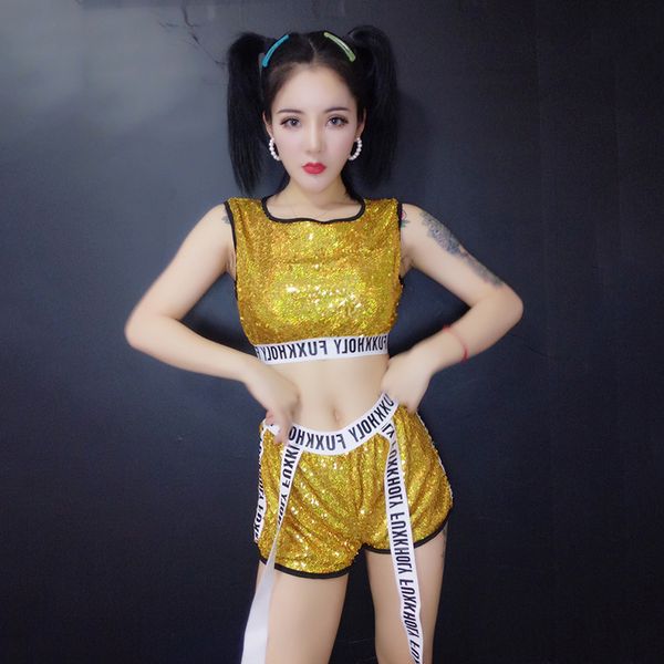 

jazz dance costumes fashion sequined street dance set hip hop pole dancing clothes nightclubÂ singer dj ds stage outfit, Black;red
