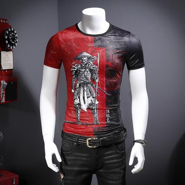 

chinese style characters pattern printing fashion short sleeve t shirt summer 2021 high-quality tencel hollow t shirt men, White;black