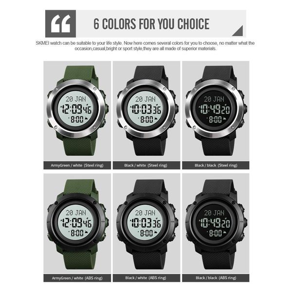 

luxury digital watch men brand skmei qibla remind bookmard wristwatch laguange selection hour fashion mens watches clock, Slivery;brown
