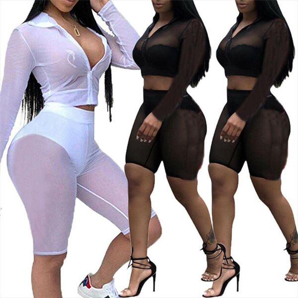 

women tracksuit 2pcs womens long sleeve crop shorts pants bodycon casual outfit sportswear tracksuit new, Gray