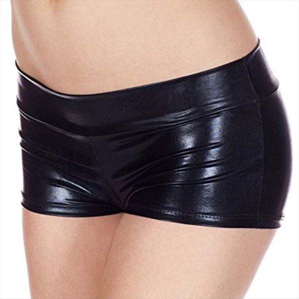 

pu women summer short trouser funny imitation leather flat angle women fashion shorts drop shipping, White;black