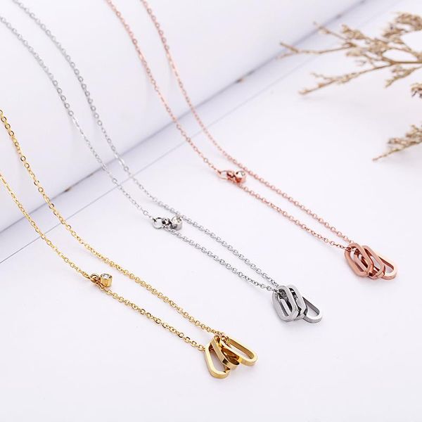 

cshou50 titanium steel rose gold necklace women's clavicle chain pendant jewelry, Silver