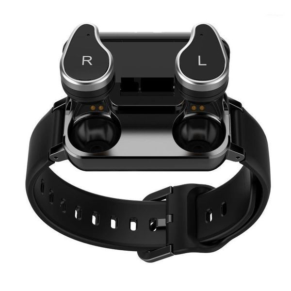 

t89 tws color screen bluetooth earphone smart watch ip67 touch control supportÂ call music sports headset smart wristband 2-in-11