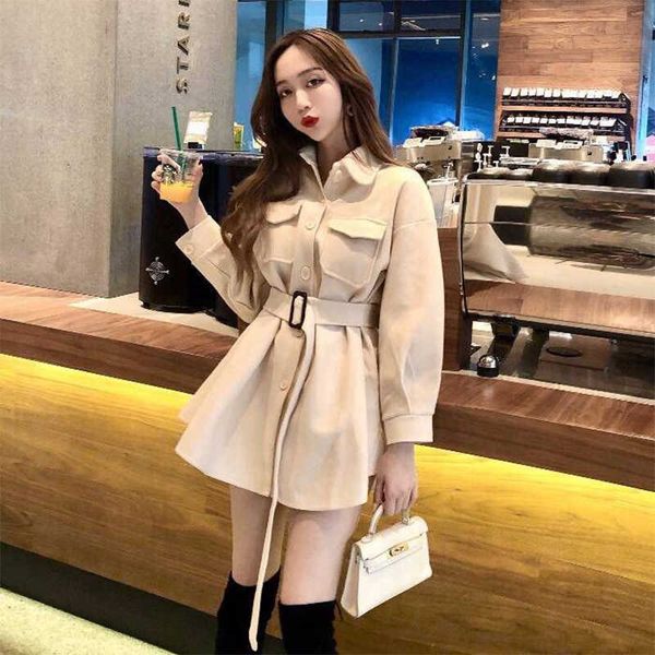 

autumn and winter 2020 women's popular mid-length hepburn style woolen female student coats, Black