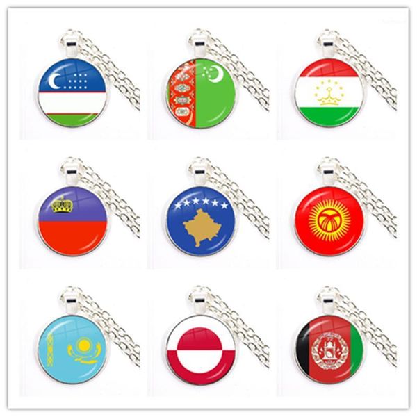 

uzbekistan,turkmenistan,tajikistan,liechtenstein,kosovo,kyrgyzstan,kazakhstan,greenland,afghanistanflag pendant necklace gift1, Silver