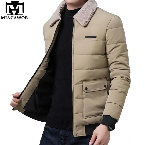 

men's down & parkas miacawor winter men jackets korean casual cotton warm coats fashion windproof parka outwear clothing j684, Black