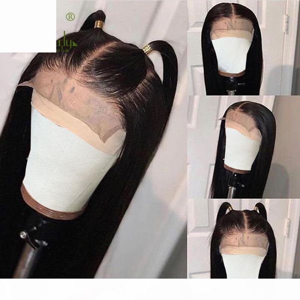 

sterly straight hair lace front human hair wigs brazilian human wigs 6x6 lace closure wig pre plucked with baby, Black;brown
