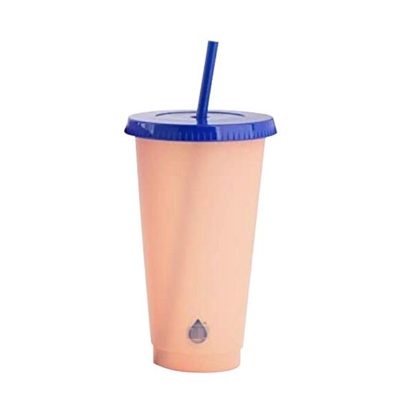 

pp material color changing cup fashion temperature sensing coffee mugs suction tubular with lid tumbler reusable clear plastic 5 5hb b2