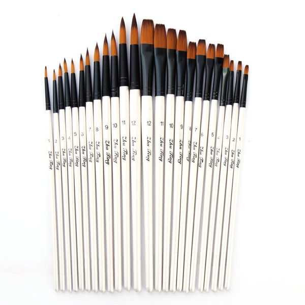 12 Inci Beyaz Çubuk Sivri Boyama Kalem Suluboya Kalem Fırça Seti Iki-Renkli Naylon Saç Yuanfeng DIY Akrilik Fırça