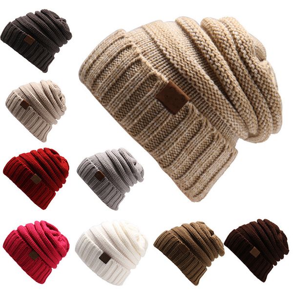 

knitted hat beanies hat women warm winter simple style chunky soft stretch men knitted beanie skull hats 15 colors, Blue;gray