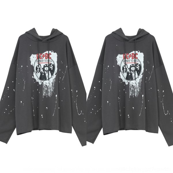 

mbafr ins men's wear spring ink hoodiestyle hoodie fashion long sleeve korean mtl splash new loose hoodie u2xwj, Black