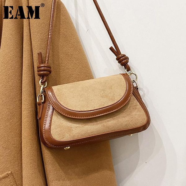 

shoulder bags [eam] women vintage small matte pu leather flap personality all-match crossbody bag fashion tide 2021 18a1722