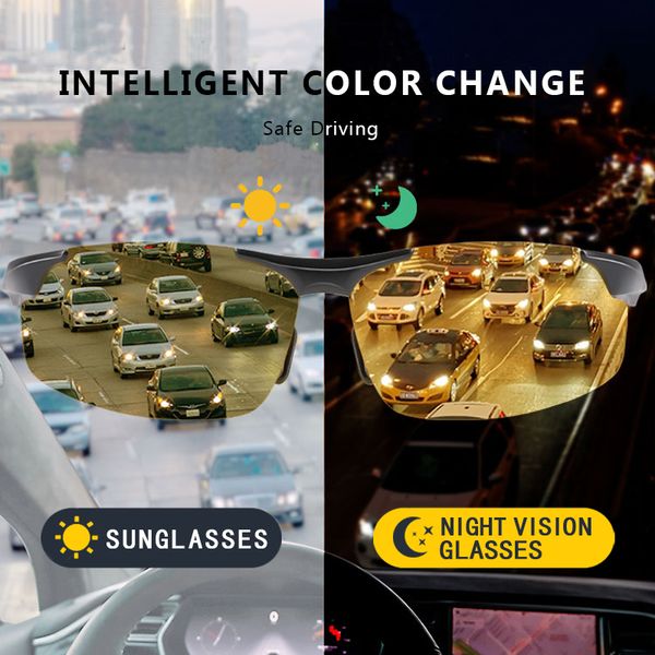 

men's night vision goggles hd sight chameleon glasses male polarized yellow sunglasses for driver oculos gafas de sol, White;black