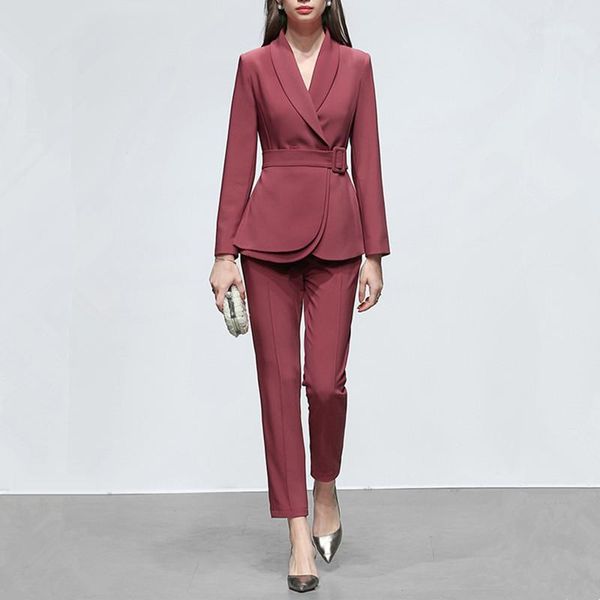 

women's suits female slim fit temperament suit two piece set blazer trousers women's double breasted casual commute formal suits1, White