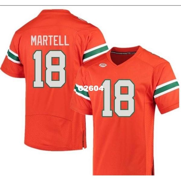 

2604 miami hurricanes tate martell #18 real full embroidery college jersey size s-4xl or custom any name or number jersey, Black