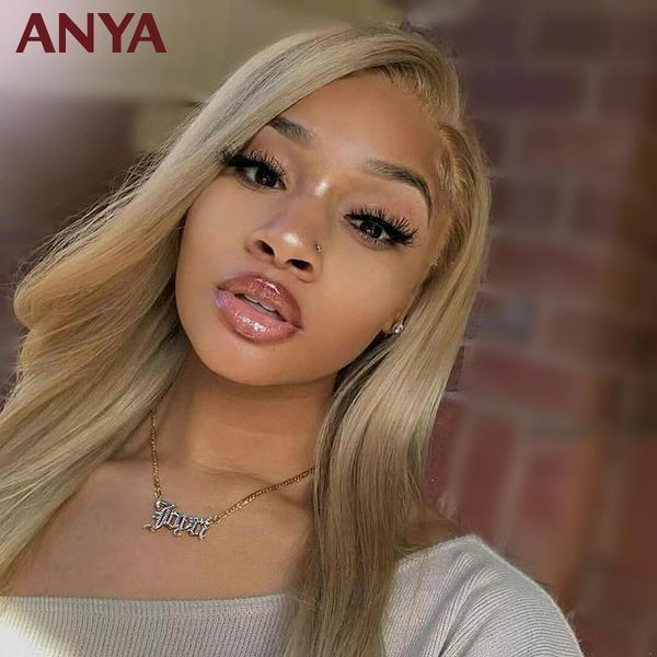 

anya sandy brown honey 13*4 transparent lace wigs staight lace front human hair wigs malaysian virgin hair for black women, Black;brown