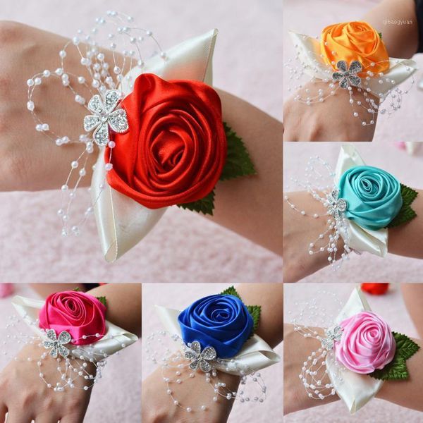 

romantic wedding wrist flowers corsages bride bridesmaids hand flowers party dance prom women corsages wedding supplies1