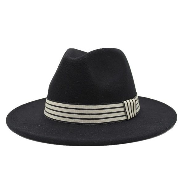 

wide brim hats simple autumn female fashion jazz cap winter wool fedora hat for women chapeau femme black men, Blue;gray