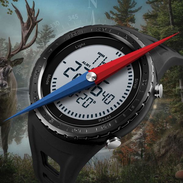 

5atm skmei brand compass watches men water proof digital outdoor sports watch el backlight countdown wristwatches relojes, Slivery;brown