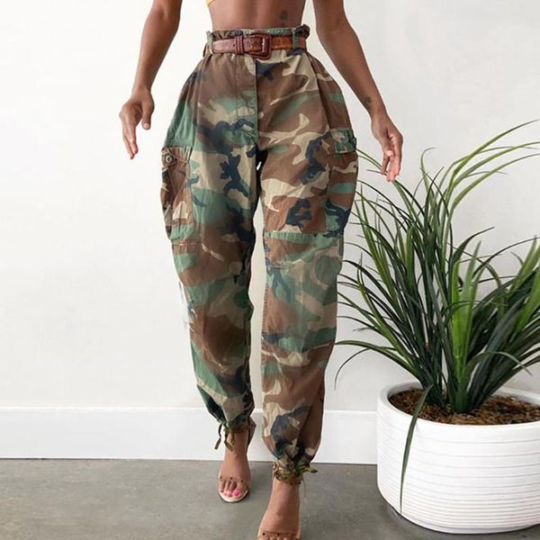 

women pants fashion high waist camouflage print ankle tied sports long pants biking mountain climbing trousers spring autumn, Black;white