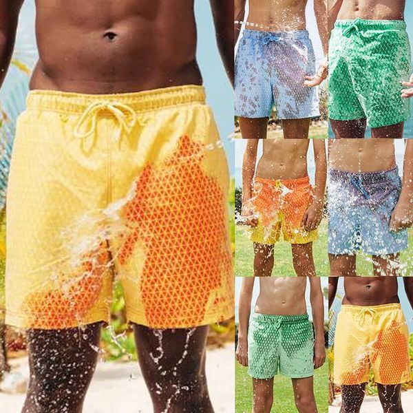

men's pants magic color changing swim shorts men quick dry water discoloration surfing board swimwear trunks beach bathing suit1, Black