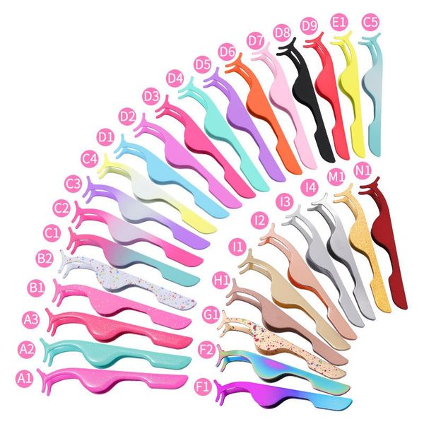 

40 kinds colors false eyelash tweezers false eyelashes applicator eyelash extension curler nipper auxiliary clamp makeup forceps tools 0732