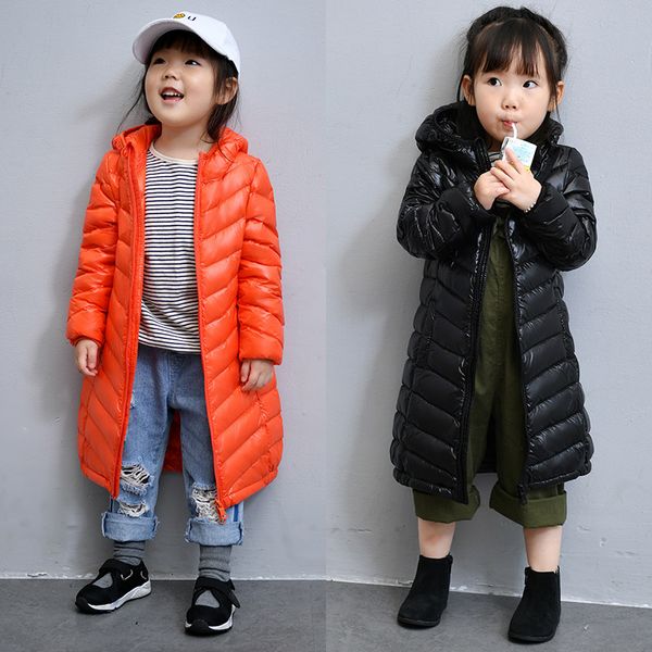 

every day special price winter new children's down jacket medium long girls boys hooded lightweight baby wavy, Blue;gray