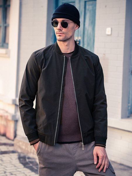 

men zip up bomber jacket v66t#, Black;brown