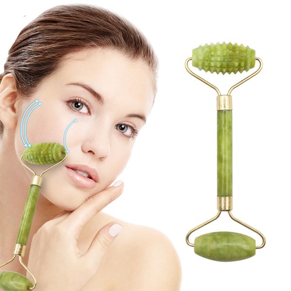 

slimming face massager jade face roller double head green facial massage roller eye face neck thin wrinkle removal lifting