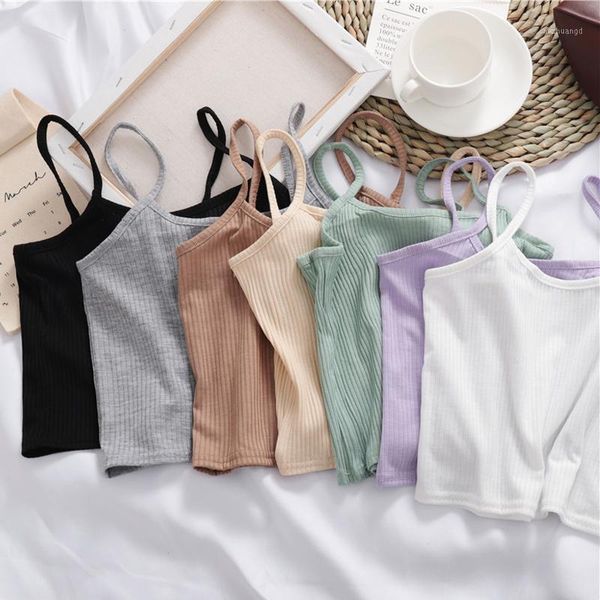 

women tank polyester solid color spring summer singlet u neck vest stretch undershirt camisole korean small vest1, White