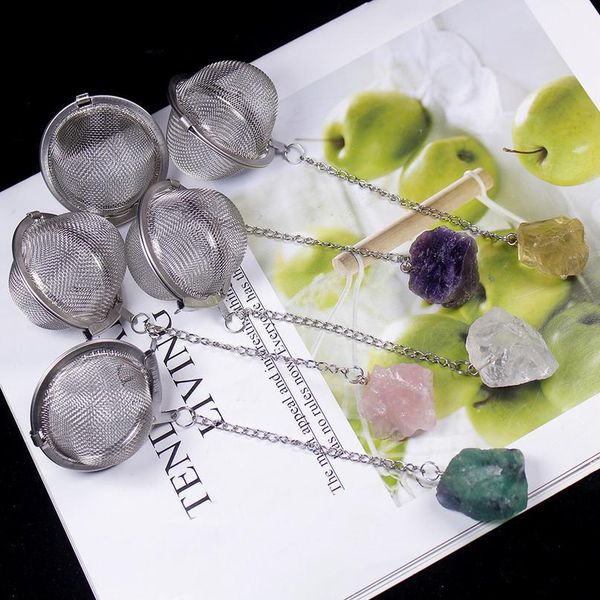 

1pcs creative natural crystal stonet 304 stainless steel tea maker tea filter crystal rough crystal decoratio qylfuc, Black