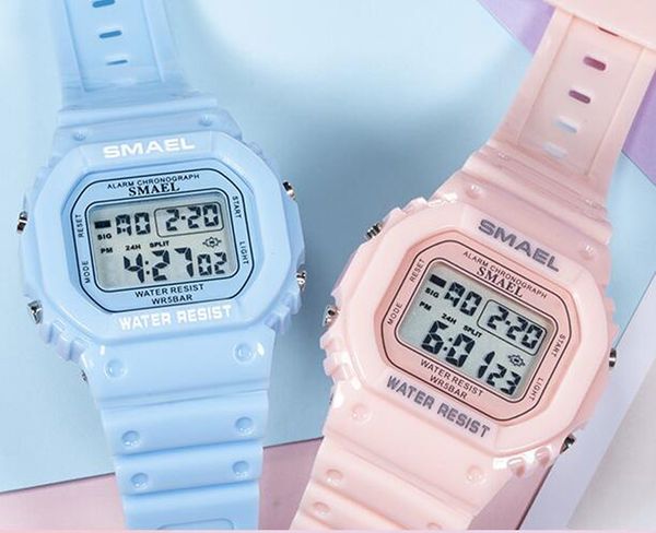 

new smael ditigal watch student couple watch waterproof young blue plastic watches girlfriend gift valentine's dayhw a01a2, Slivery;brown