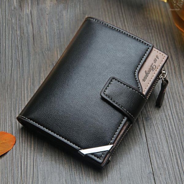 

wallets business men's wallet short vertical male coin purse casual multi-function card holders bag zipper buckle triangle folding1, Red;black
