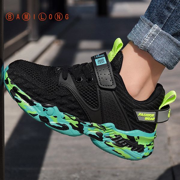 

bamilong children boys sneakers kids light sport breathable mesh running basket shoes tenis infantil y297 q1116, Black;red