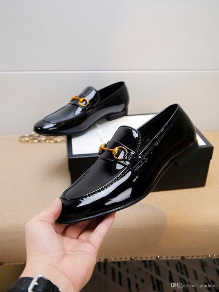 

q4 formal shoes men classic brogue shoes men classic patent leather brown dress coiffeur wedding shoes men elegant evening dress 22, Black