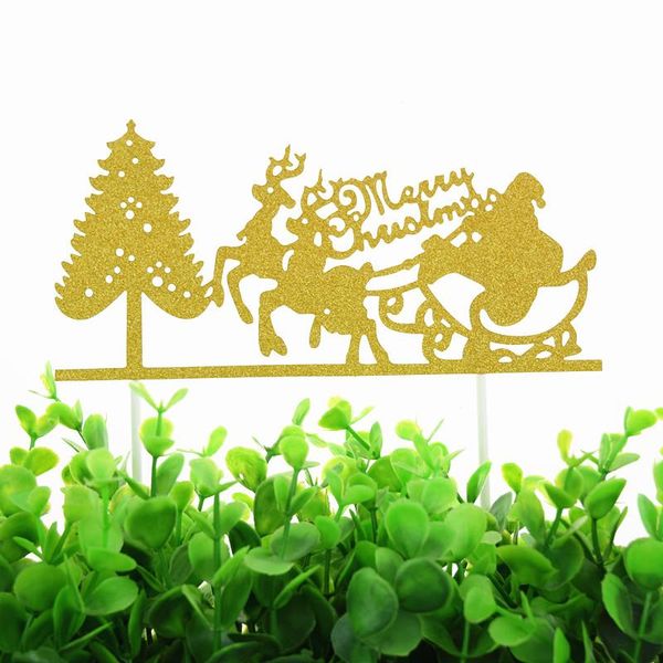 

рождественские красный торт toppers флаги санта-клаус elk tree с рождеством торт топпер glittler tree party cake baking декор xmas new sqcqw