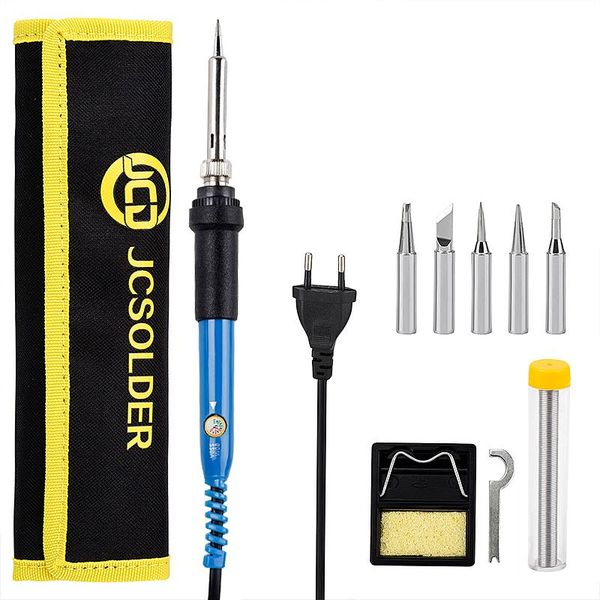 

jcd adjustable temperature soldering iron kit 110v 220v 60w hand solder welding tools soldering tips wire desoldering pump kits