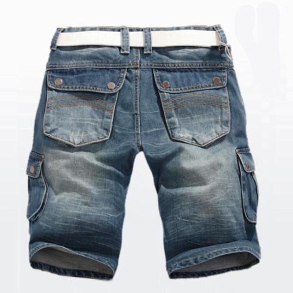 

summer jeans shorts new men's denim shorts straight multi-pocket baggy cargo trousers men cowboy bottoms plus size 401, White;black