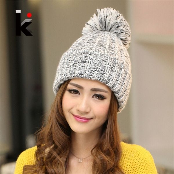 

beanies autumn and winter female selling the knitting ball wool cap hat casual hats for women y201024, Blue;gray