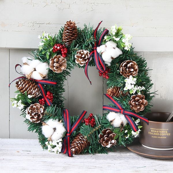 

e6cpr 30cm40cm flowers flowersaccessories hanging wreath decorations christmas door simulation cotton pine nut rattan flowers christmas red