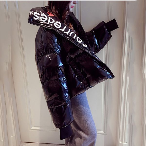 

monclair 2021 winter glossy down parka womens waterproof coat embroidery jacket large size winter warm parka women jacket goose, Black