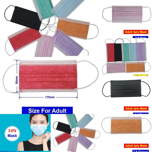 

factroy retail fress 3ply face disposable colorful 3 ply mask bfe&gt;95% 10 i3bmw