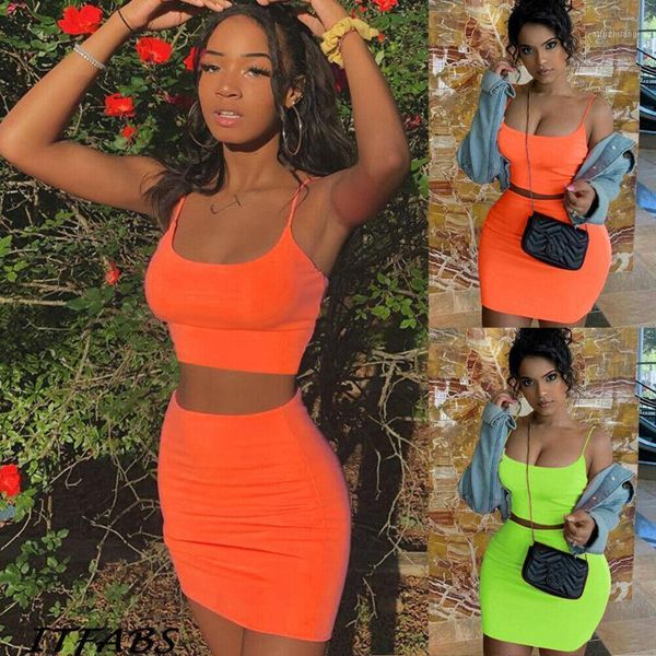 

womens tank crop skirt outfits two piece bodycon bandage party mini dress1, White