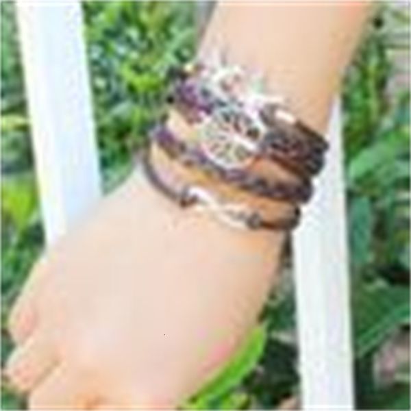 

bird and infinity antique with wholesale- silver compass wax cord bracelet q8024