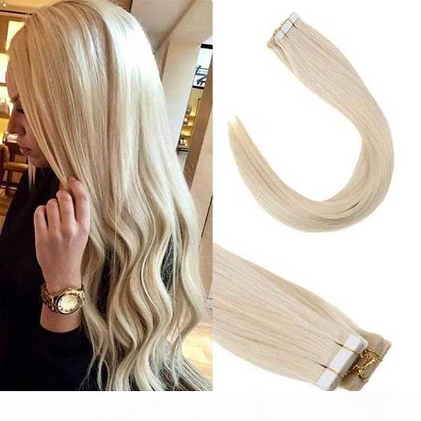 

pu tape in hair extensions seamless skin weft human hair women straight fashion style 14-24 inches 20pcs, Black